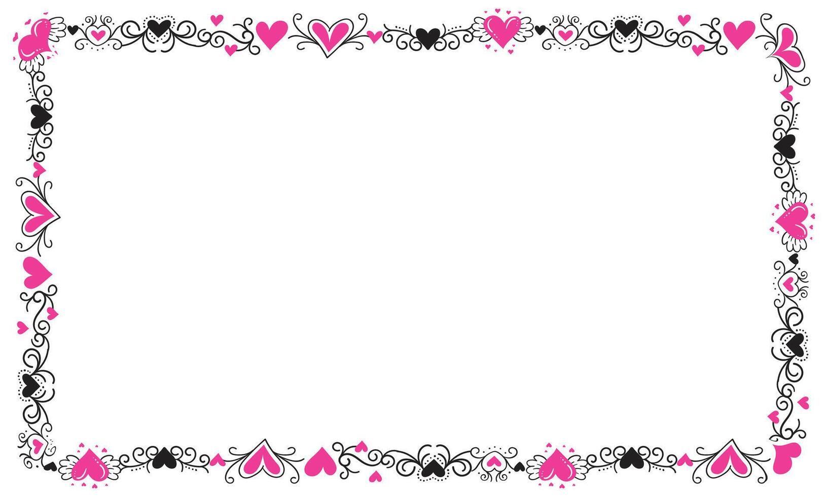 Hand drawn hearts border and frame design vector