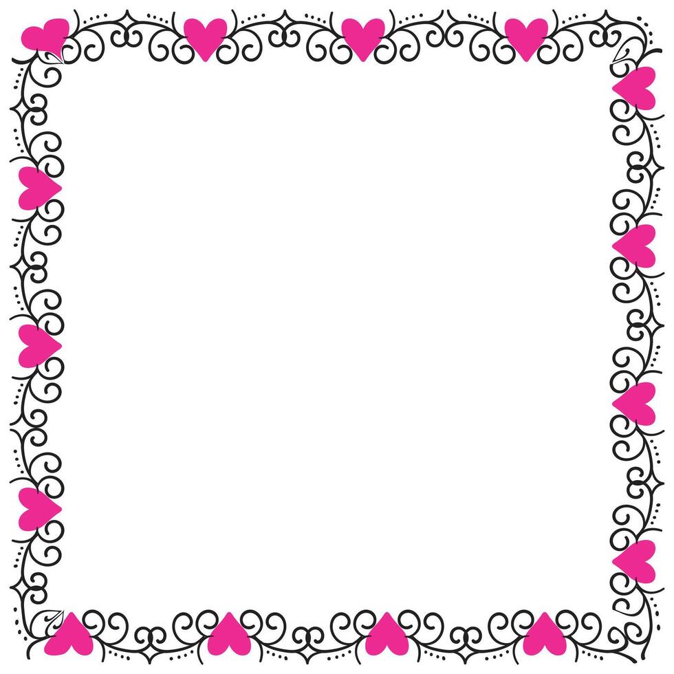 Hand drawn hearts border and frame design vector