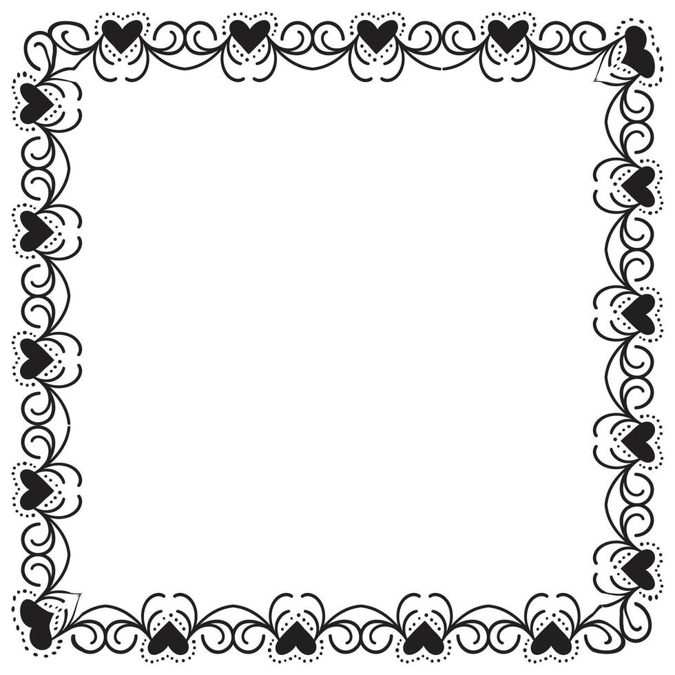 Hand drawn hearts border and frame design vector