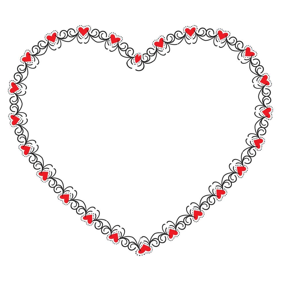 Hand drawn hearts border and frame design vector
