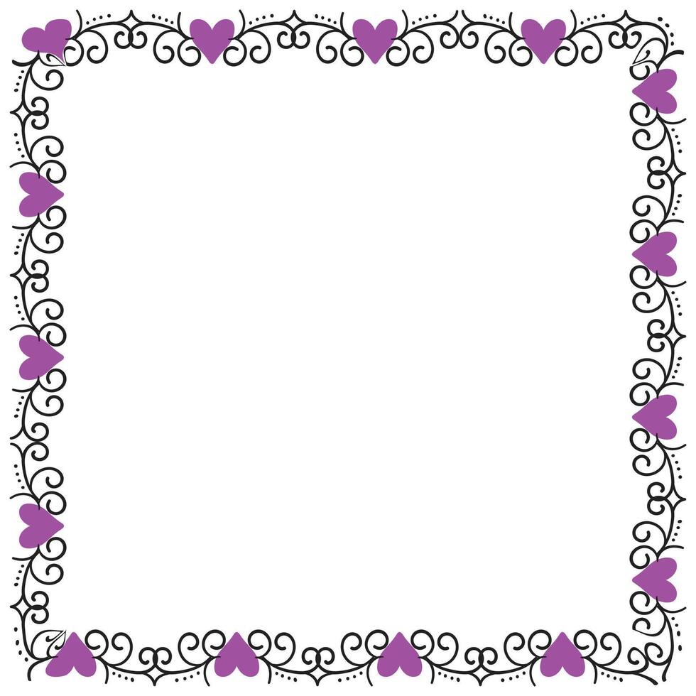 Hand drawn hearts border and frame design vector