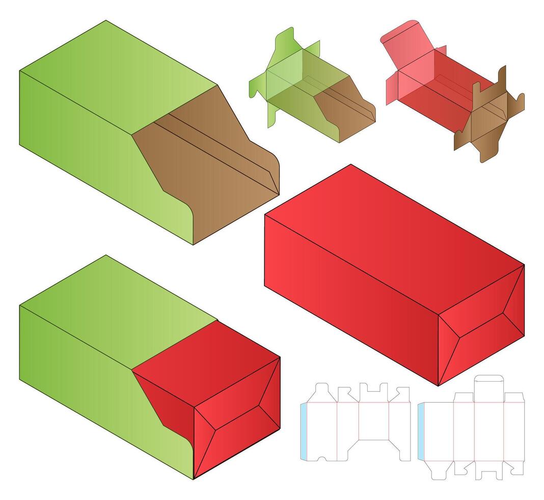 Box packaging die cut template design. 3d mock-up vector