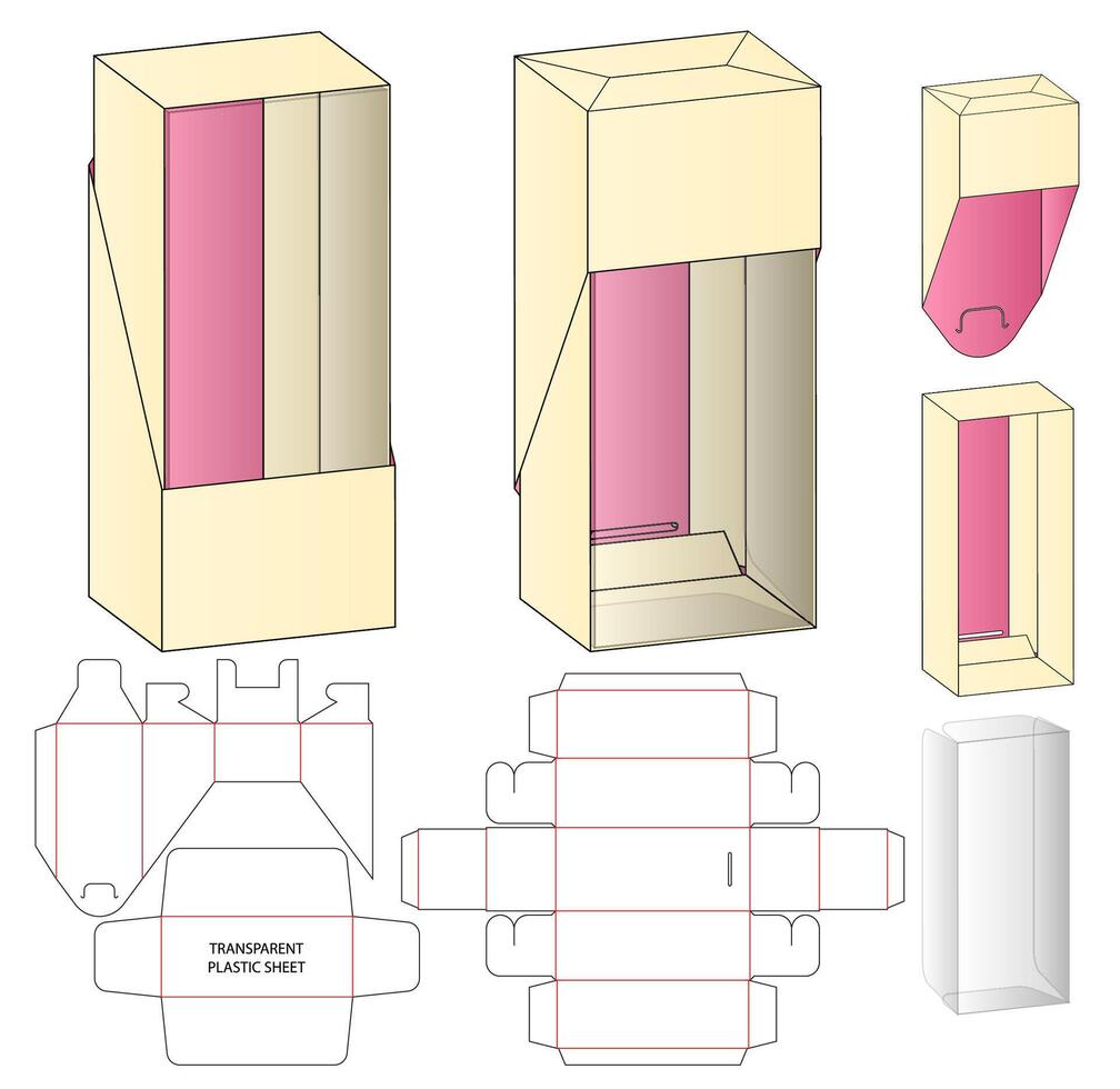 Box packaging die cut template design. 3d mock-up vector