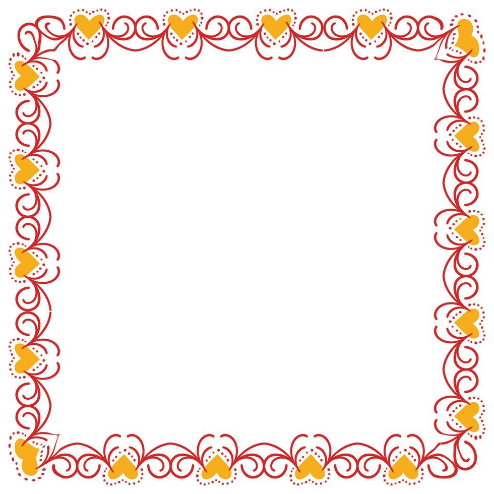 Hand drawn hearts border and frame design vector