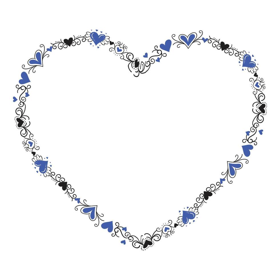 Hand drawn hearts border and frame design vector