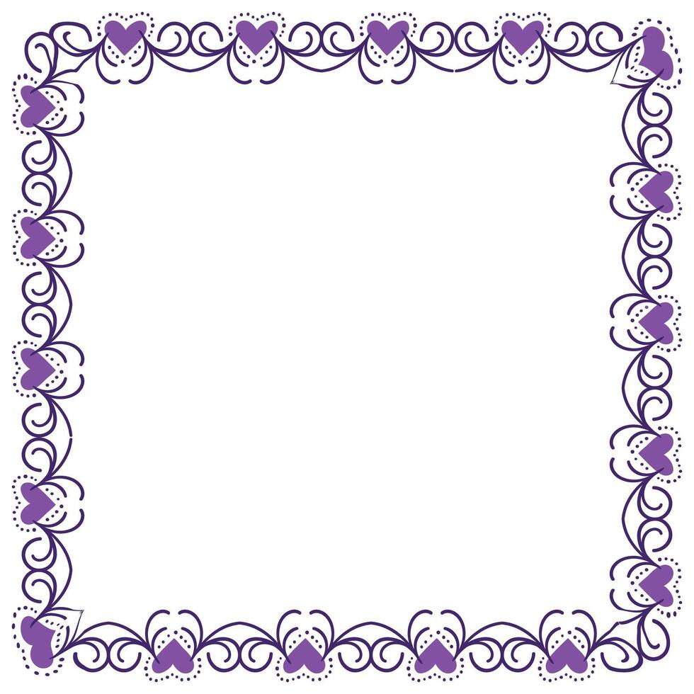 Hand drawn hearts border and frame design vector