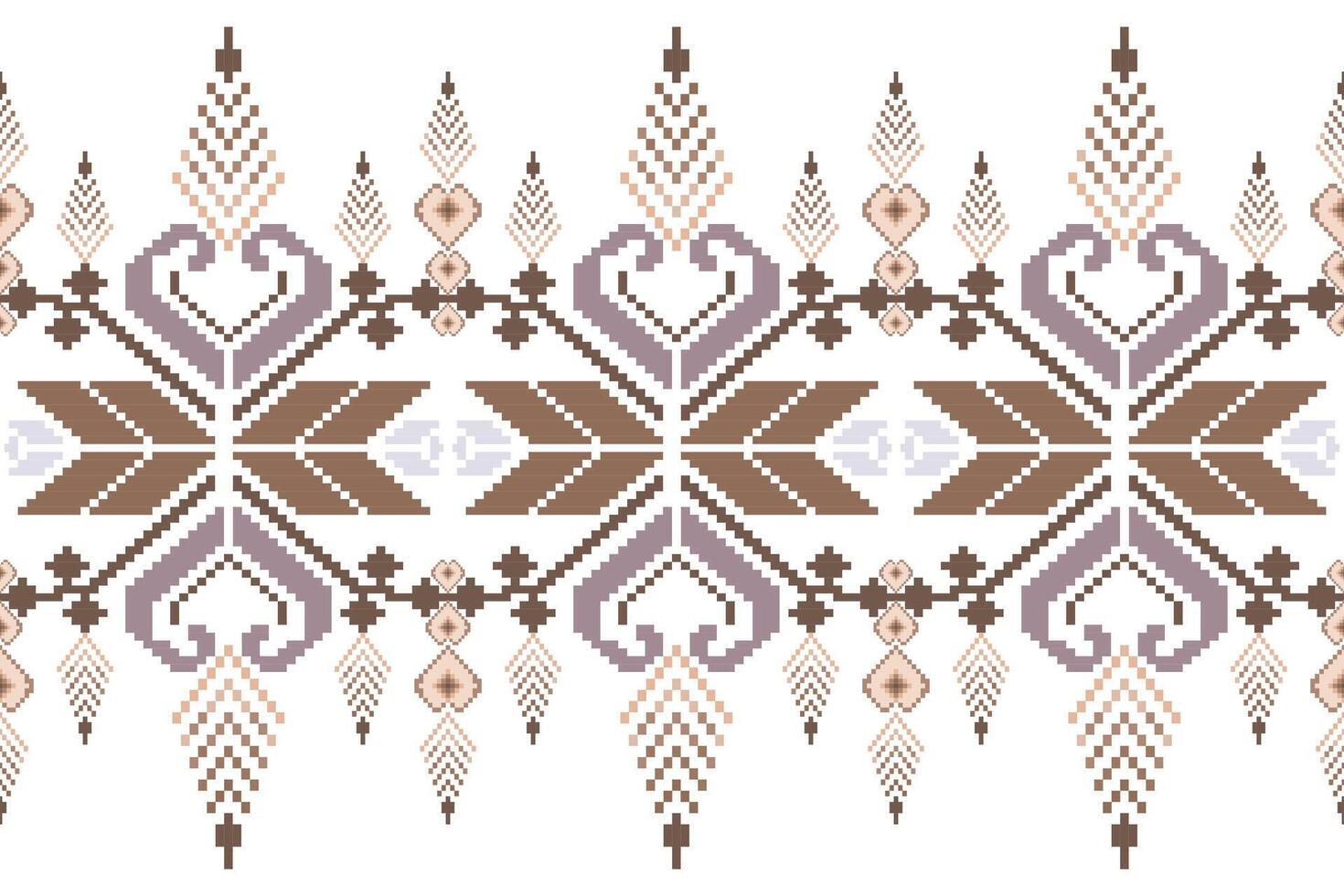 Geometric ethnic floral pixel art embroidery, Aztec style, abstract background design for fabric, clothing, textile, wrapping, decoration, scarf, print, wallpaper, table runner. vector