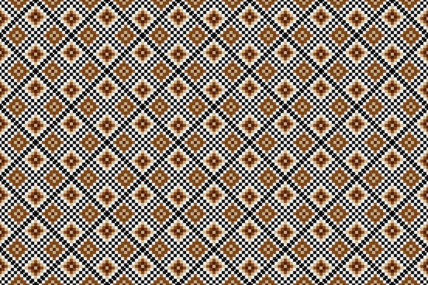 Geometric ethnic floral pixel art embroidery, Aztec style, abstract background design for fabric, clothing, textile, wrapping, decoration, scarf, print, wallpaper, table runner. vector