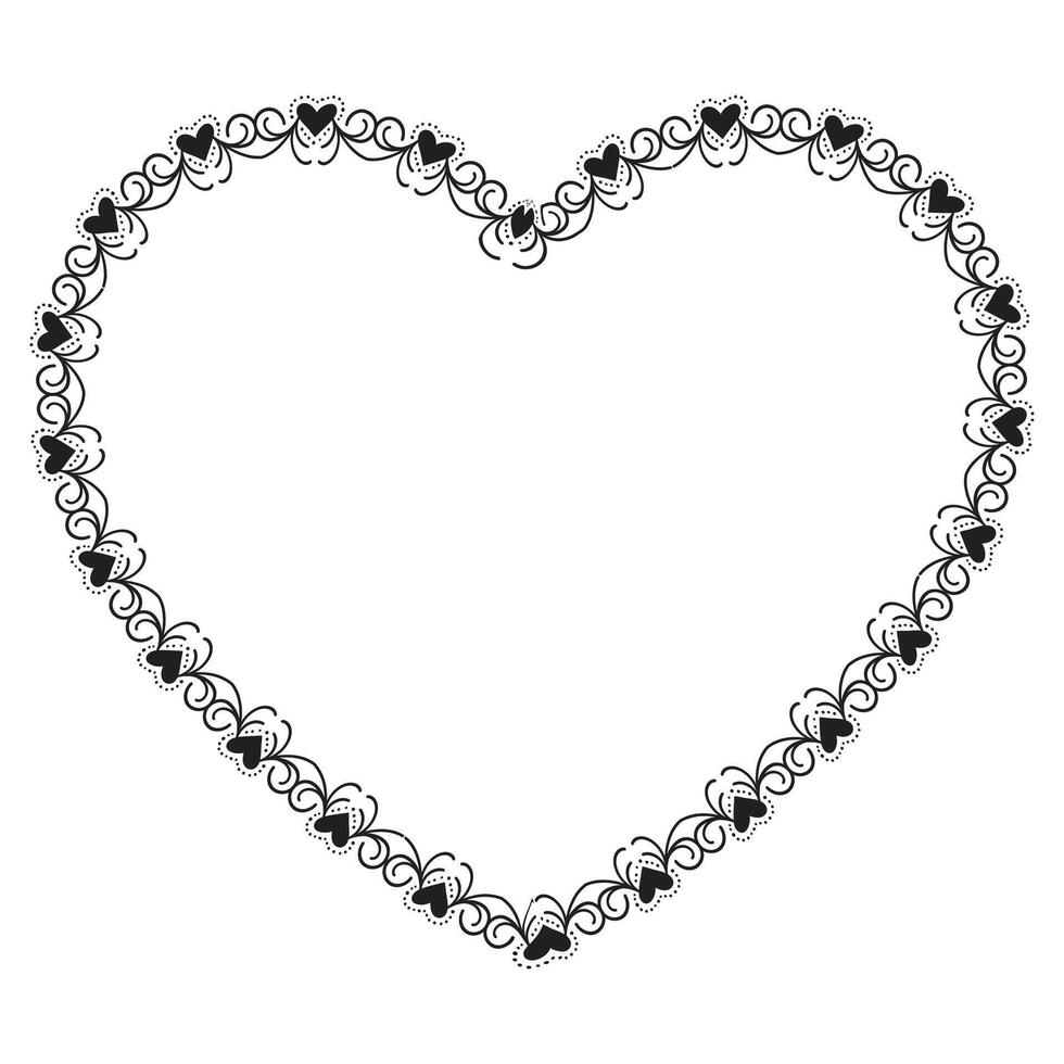 Hand drawn hearts border and frame design vector