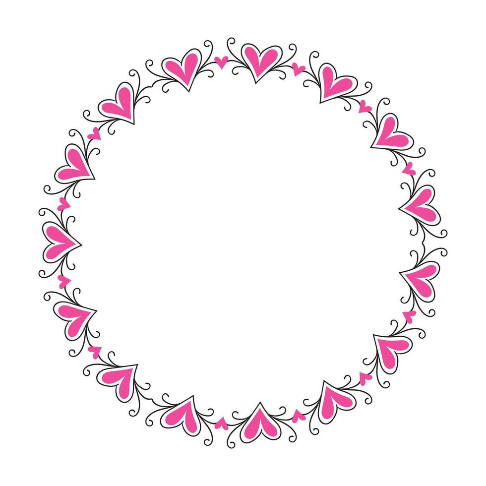 Hand drawn hearts border and frame design vector