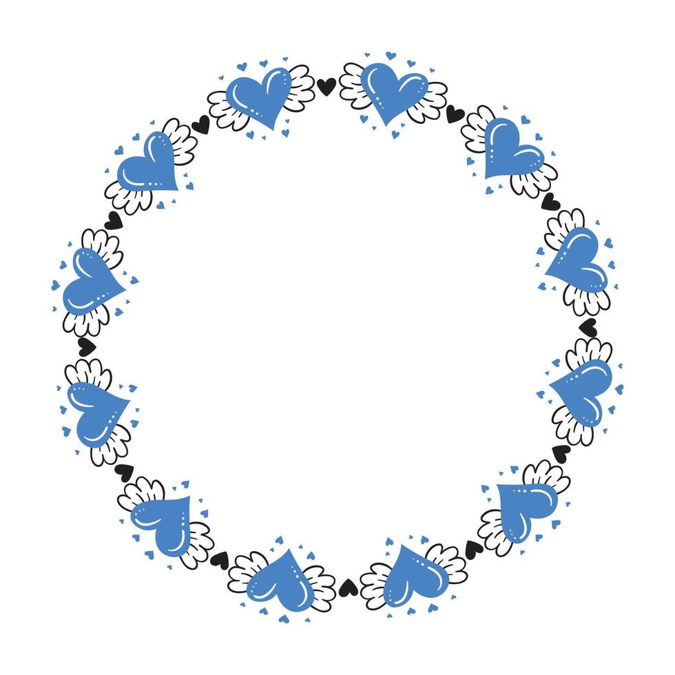 Hand drawn hearts border and frame design vector