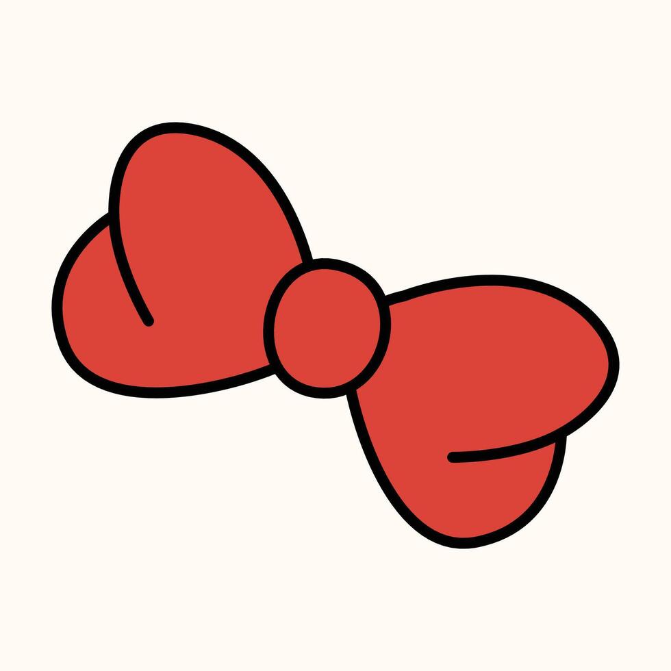 Hand drawn red bow clipart Tied ribbon holiday decoration isolated vector