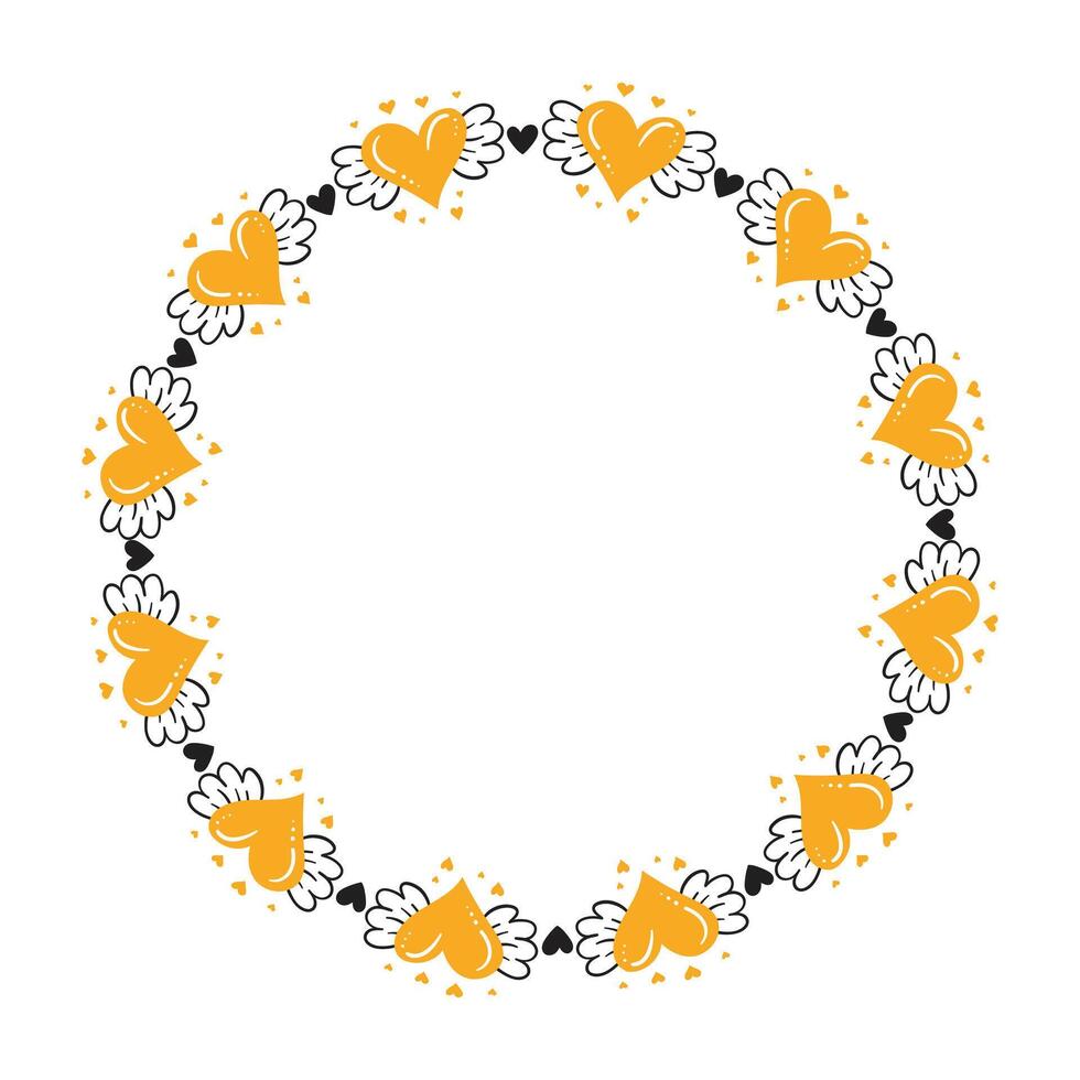 Hand drawn hearts border and frame design vector