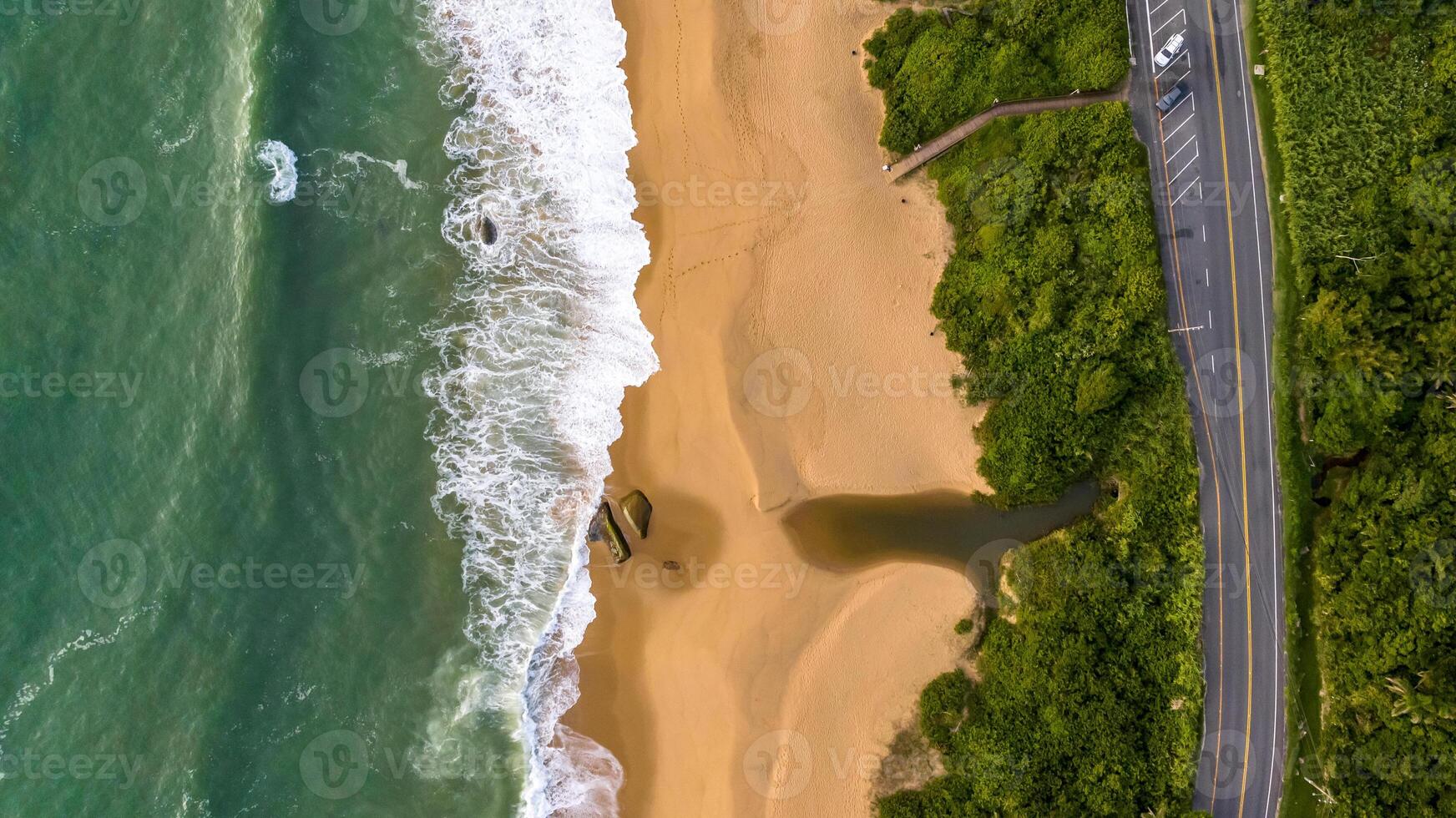 Balneario Camboriu in Santa Catarina. Taquaras Beach and Laranjeiras Beach in Balneario Camboriu. Aerial view in landscape. photo
