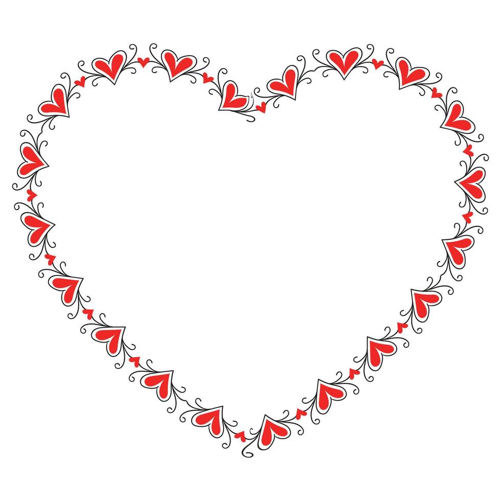 Hand drawn hearts border and frame design vector
