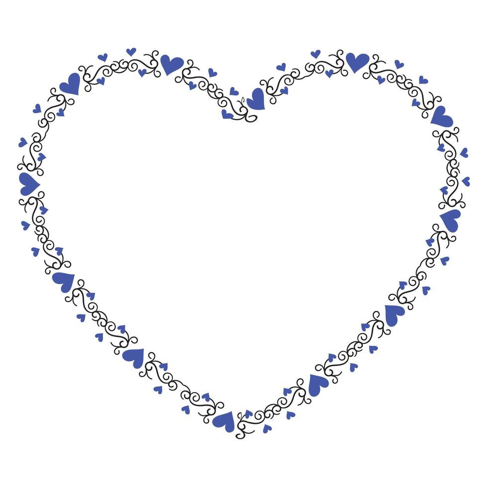 Hand drawn hearts border and frame design vector