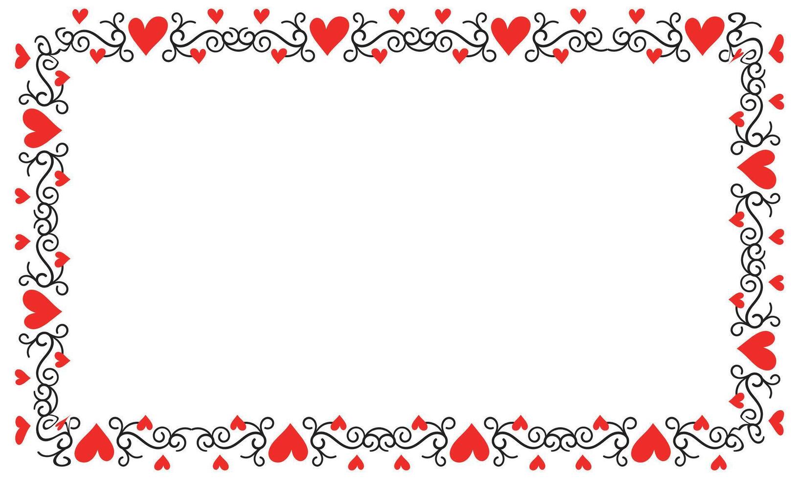Hand drawn hearts border and frame design vector