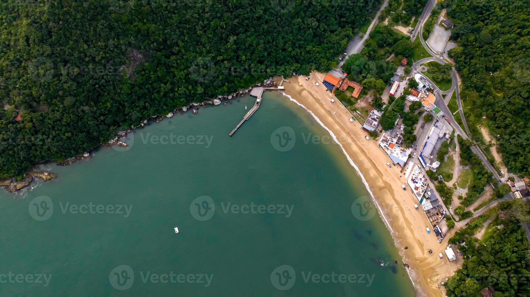 Balneario Camboriu in Santa Catarina. Taquaras Beach and Laranjeiras Beach in Balneario Camboriu. Aerial view in landscape. photo
