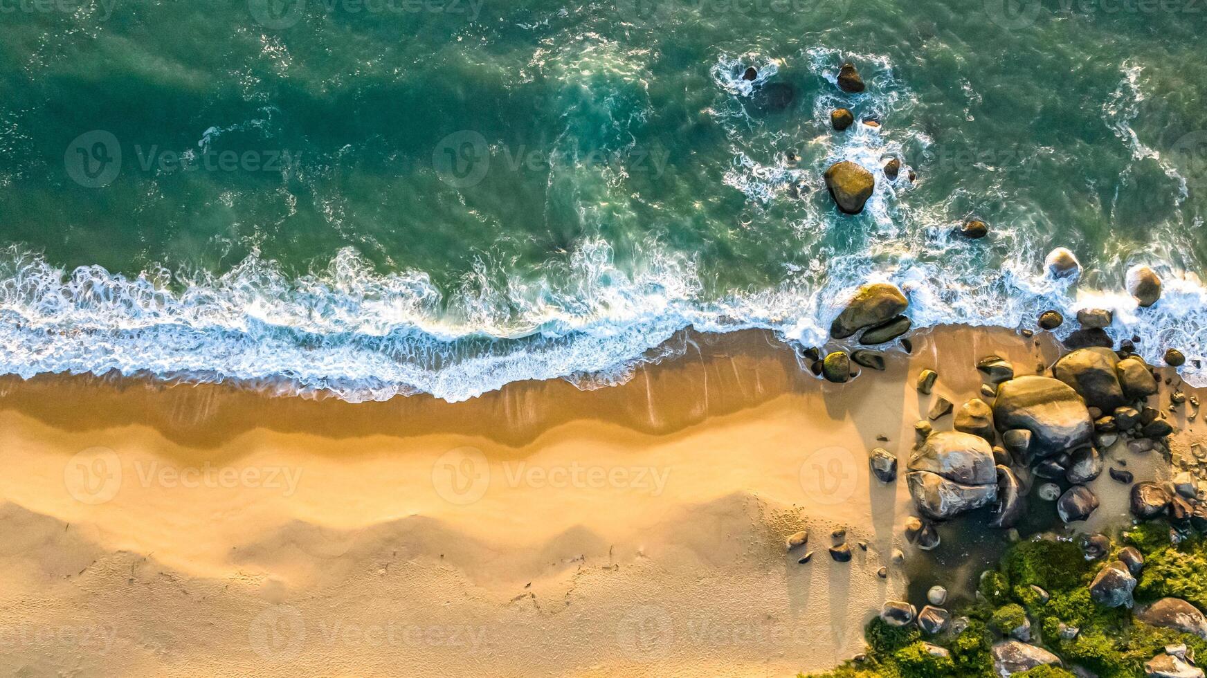 Balneario Camboriu in Santa Catarina. Taquaras Beach and Laranjeiras Beach in Balneario Camboriu. Aerial view in landscape. photo