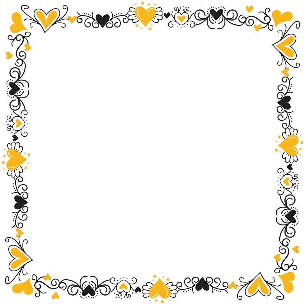 Hand drawn hearts border and frame design vector