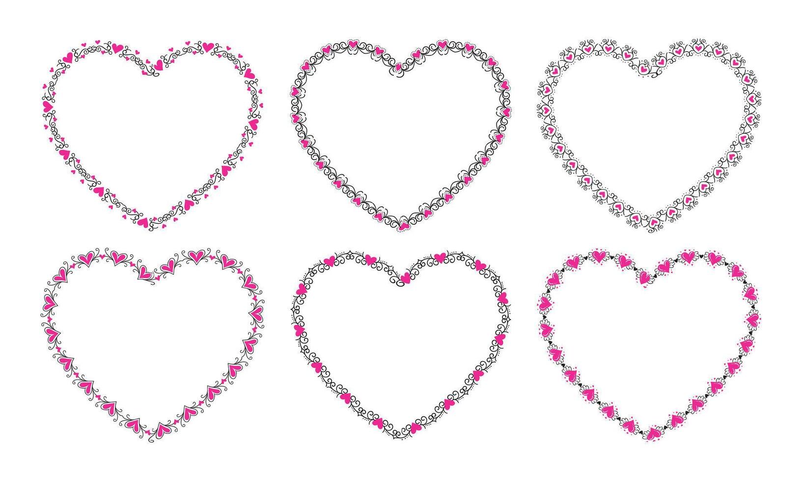 Hand drawn hearts border and frame design collection vector
