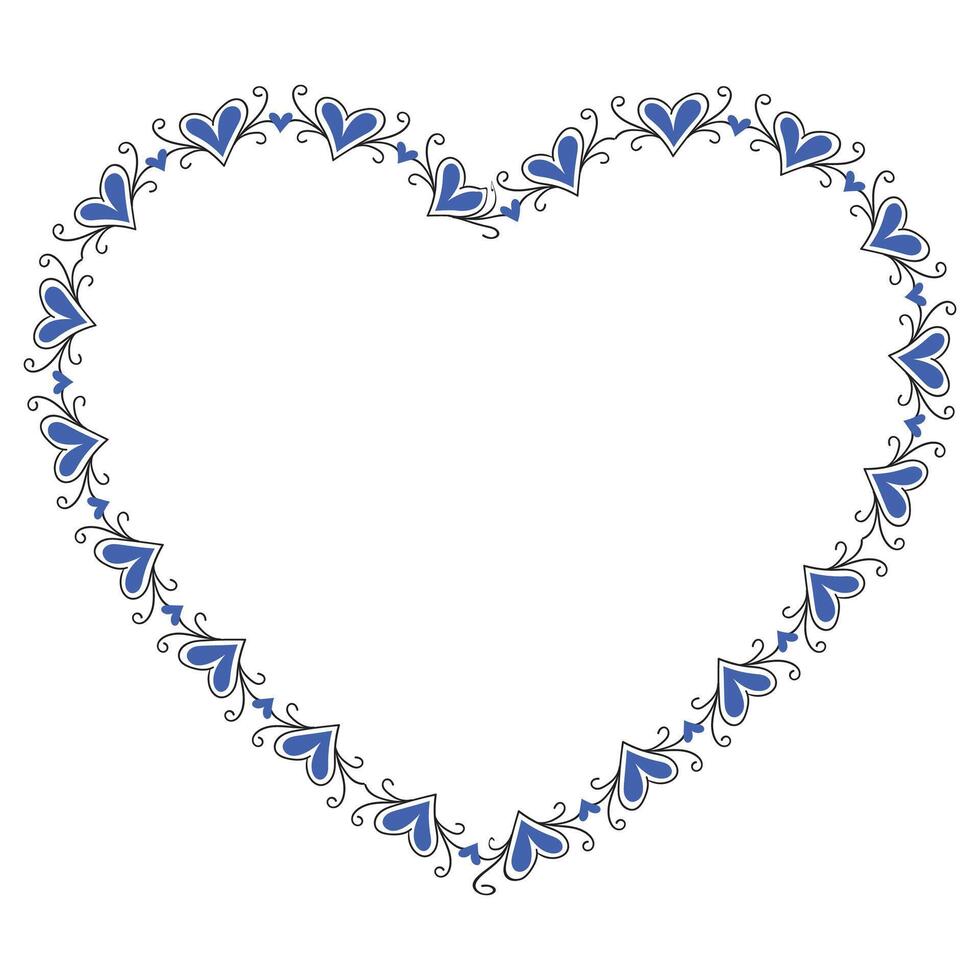 Hand drawn hearts border and frame design vector