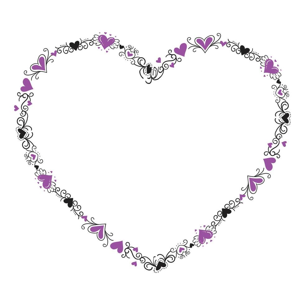 Hand drawn hearts border and frame design vector