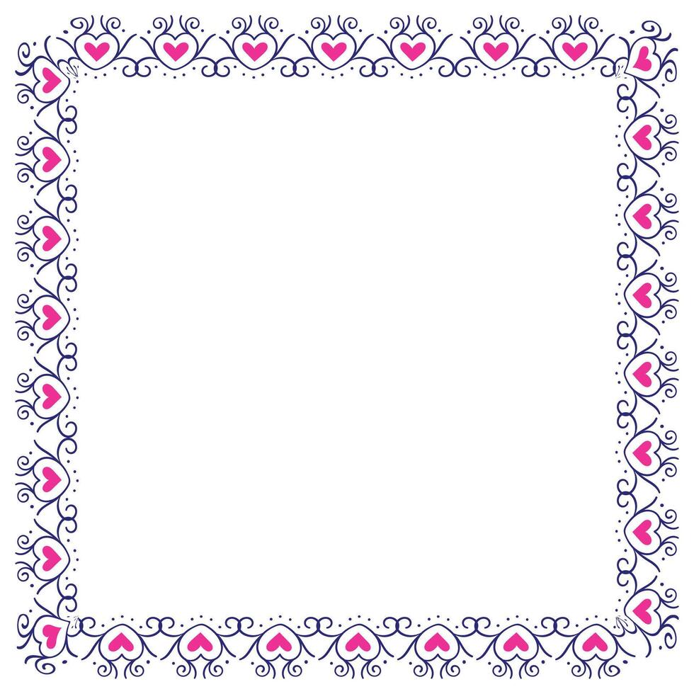 Hand drawn hearts border and frame design vector