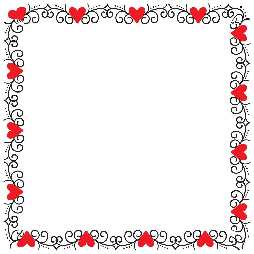 Hand drawn hearts border and frame design vector