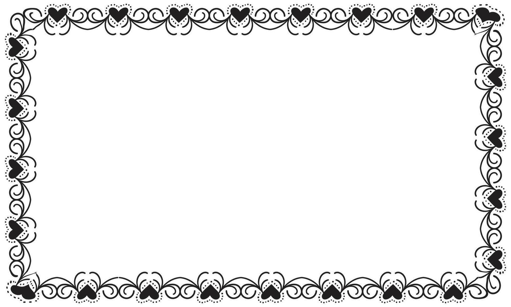Hand drawn hearts border and frame design vector