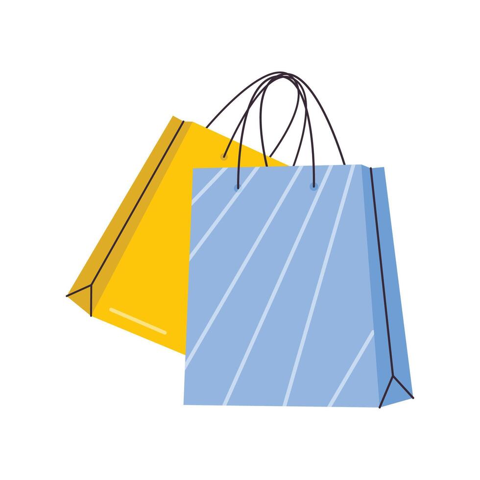 Blank paper shopping bags set isolated on white background vector