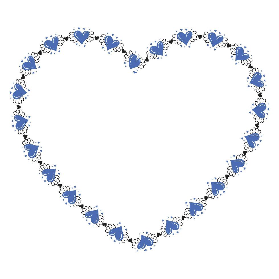 Hand drawn hearts border and frame design vector