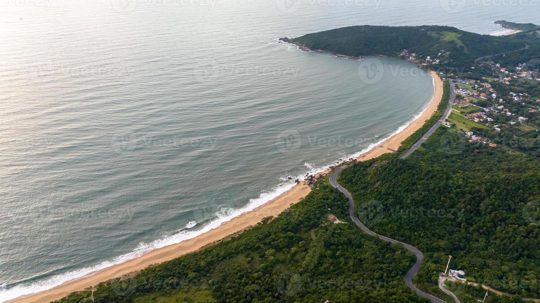 Balneario Camboriu in Santa Catarina. Taquaras Beach and Laranjeiras Beach in Balneario Camboriu. Aerial view in landscape. photo