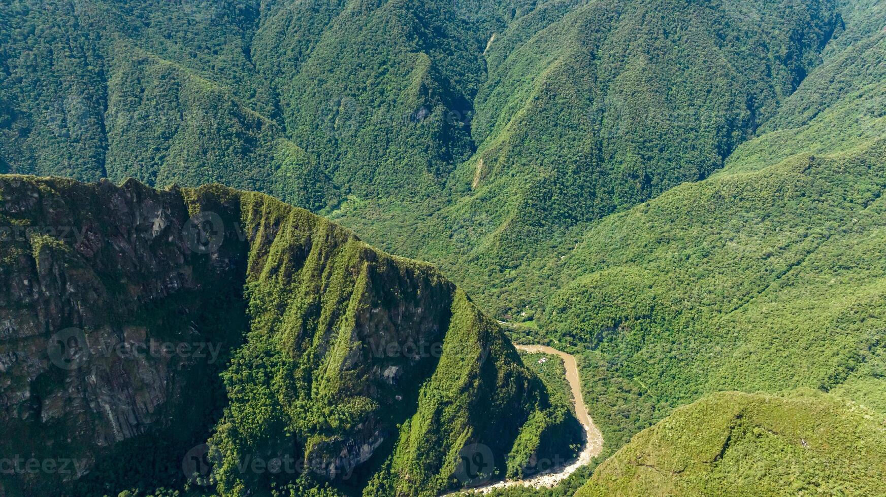Urubamba river in Machu Picchu, Peru. Aerial view photo