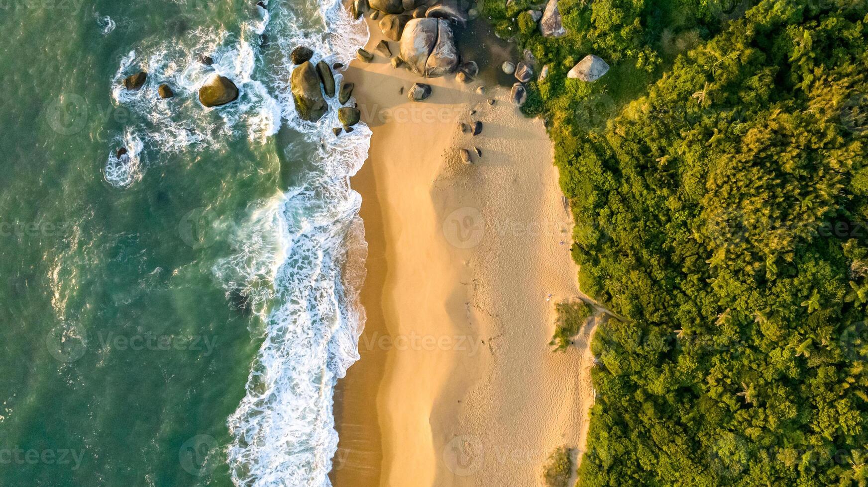 Balneario Camboriu in Santa Catarina. Taquaras Beach and Laranjeiras Beach in Balneario Camboriu. Aerial view in landscape. photo