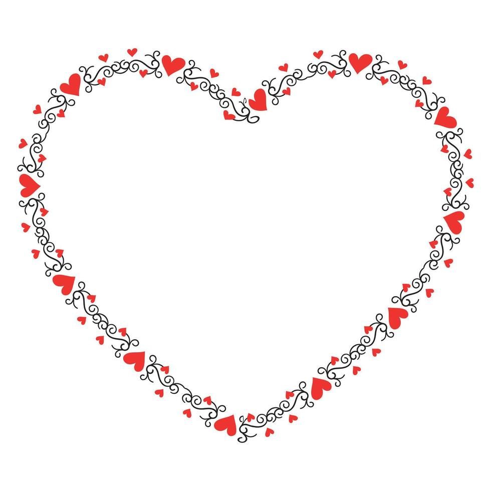 Hand drawn hearts border and frame design vector