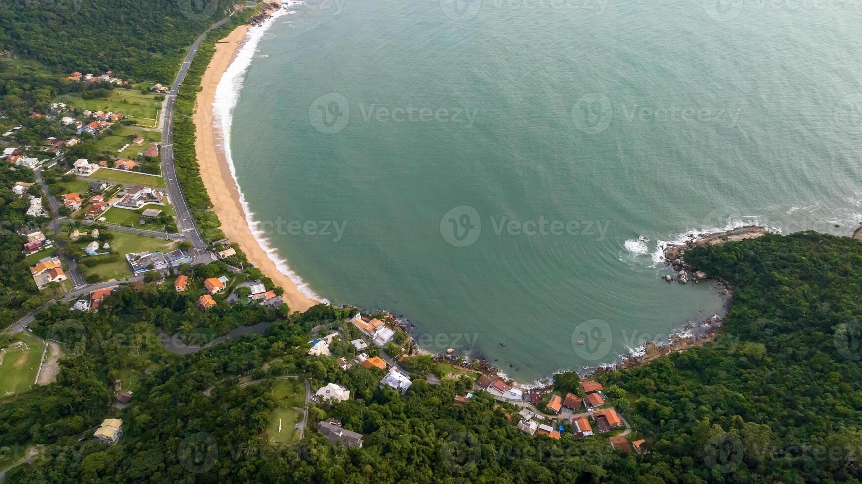 Balneario Camboriu in Santa Catarina. Taquaras Beach and Laranjeiras Beach in Balneario Camboriu. Aerial view in landscape. photo