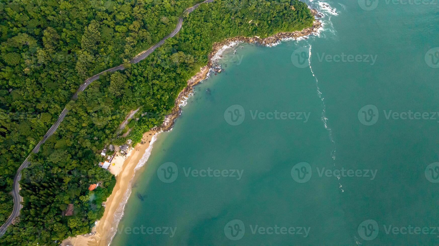Balneario Camboriu in Santa Catarina. Taquaras Beach and Laranjeiras Beach in Balneario Camboriu. Aerial view in landscape. photo