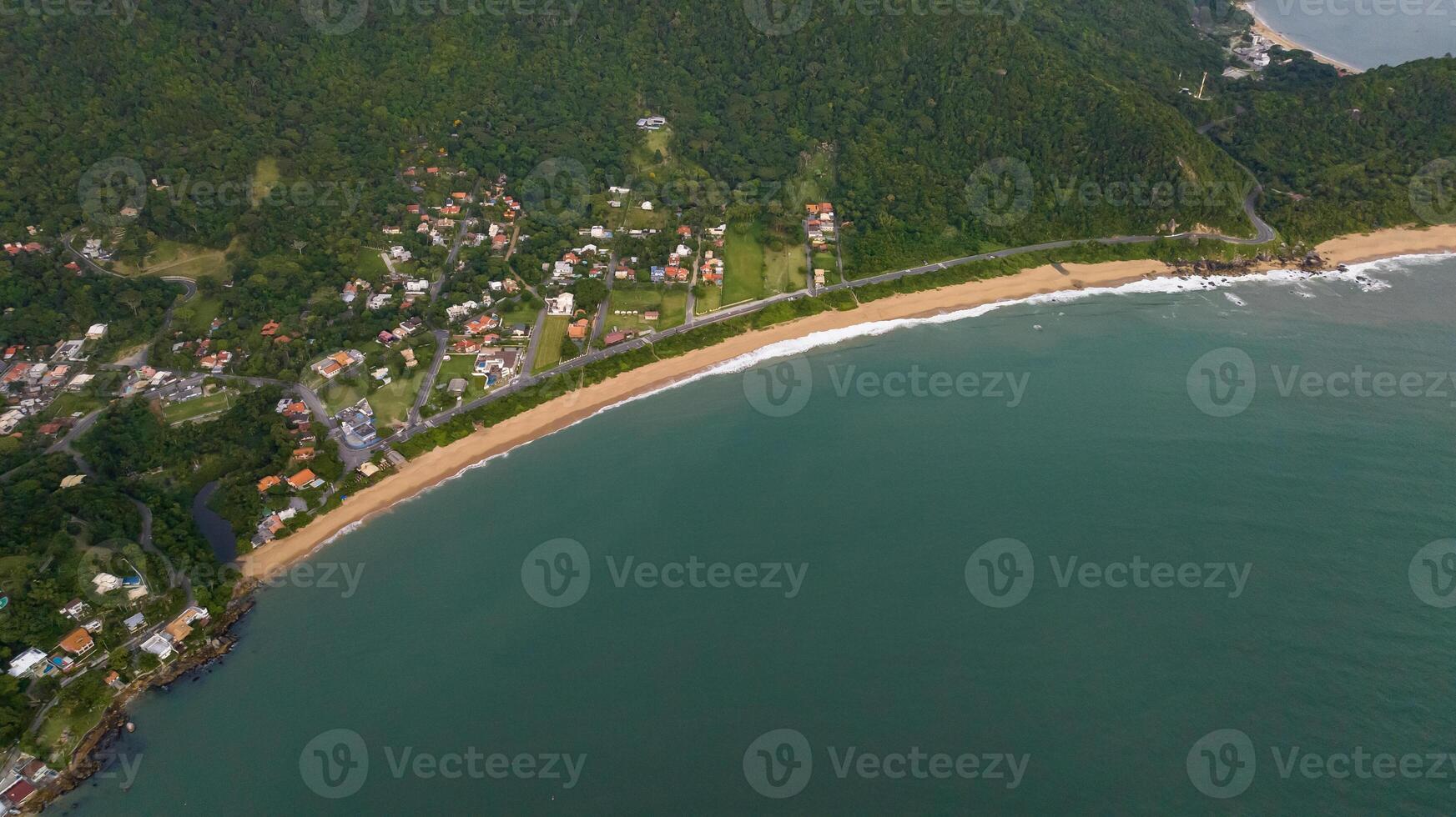 Balneario Camboriu in Santa Catarina. Taquaras Beach and Laranjeiras Beach in Balneario Camboriu. Aerial view in landscape. photo
