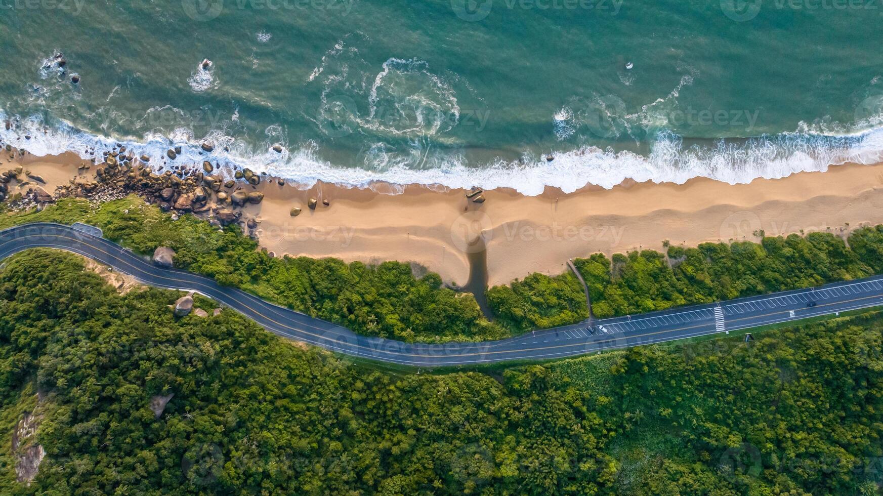 Balneario Camboriu in Santa Catarina. Taquaras Beach and Laranjeiras Beach in Balneario Camboriu. Aerial view in landscape. photo