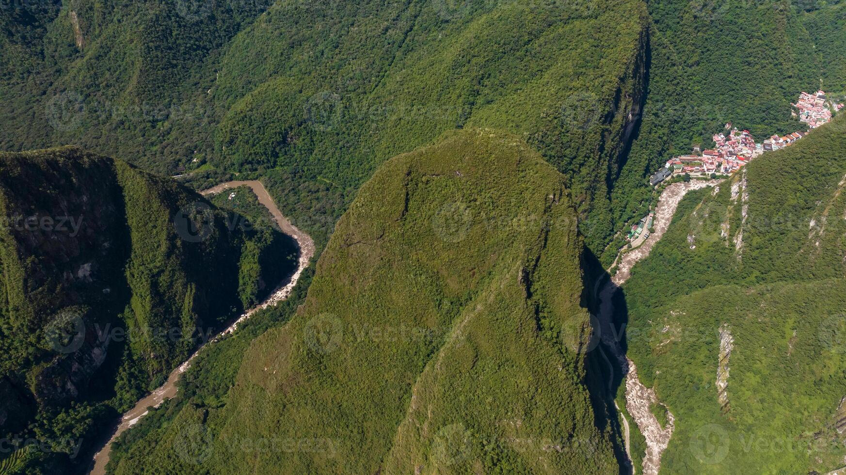 Urubamba river in Machu Picchu, Peru. Aerial view photo