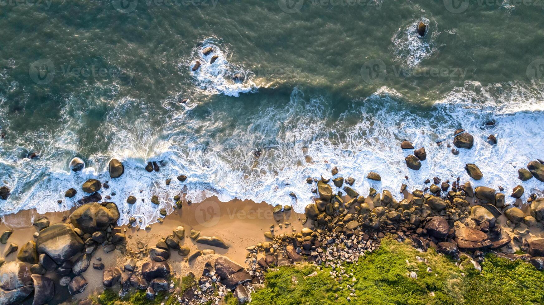 Balneario Camboriu in Santa Catarina. Taquaras Beach and Laranjeiras Beach in Balneario Camboriu. Aerial view in landscape. photo