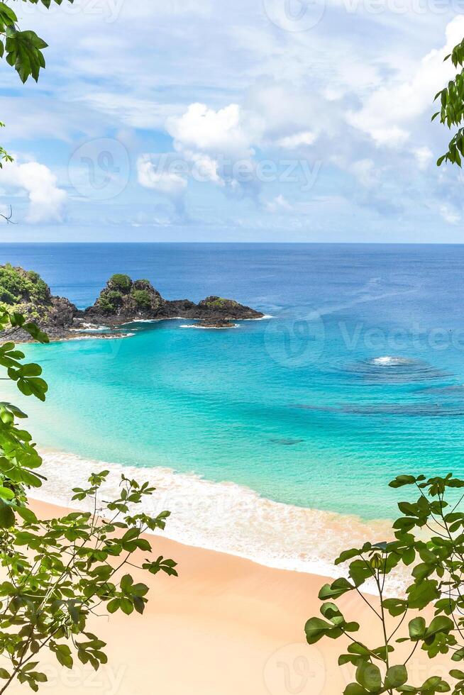 Fernando de Noronha, Brazil. View of Sancho beach on Fernando de Noronha Island. View without anyone on the beach. photo