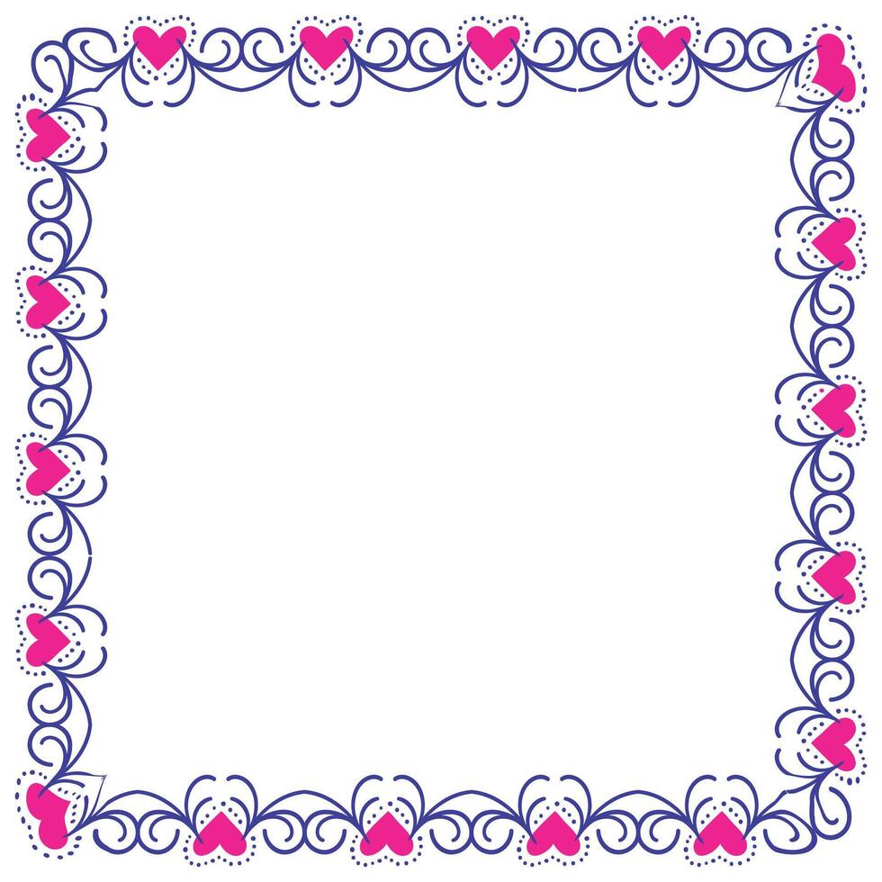 Hand drawn hearts border and frame design vector