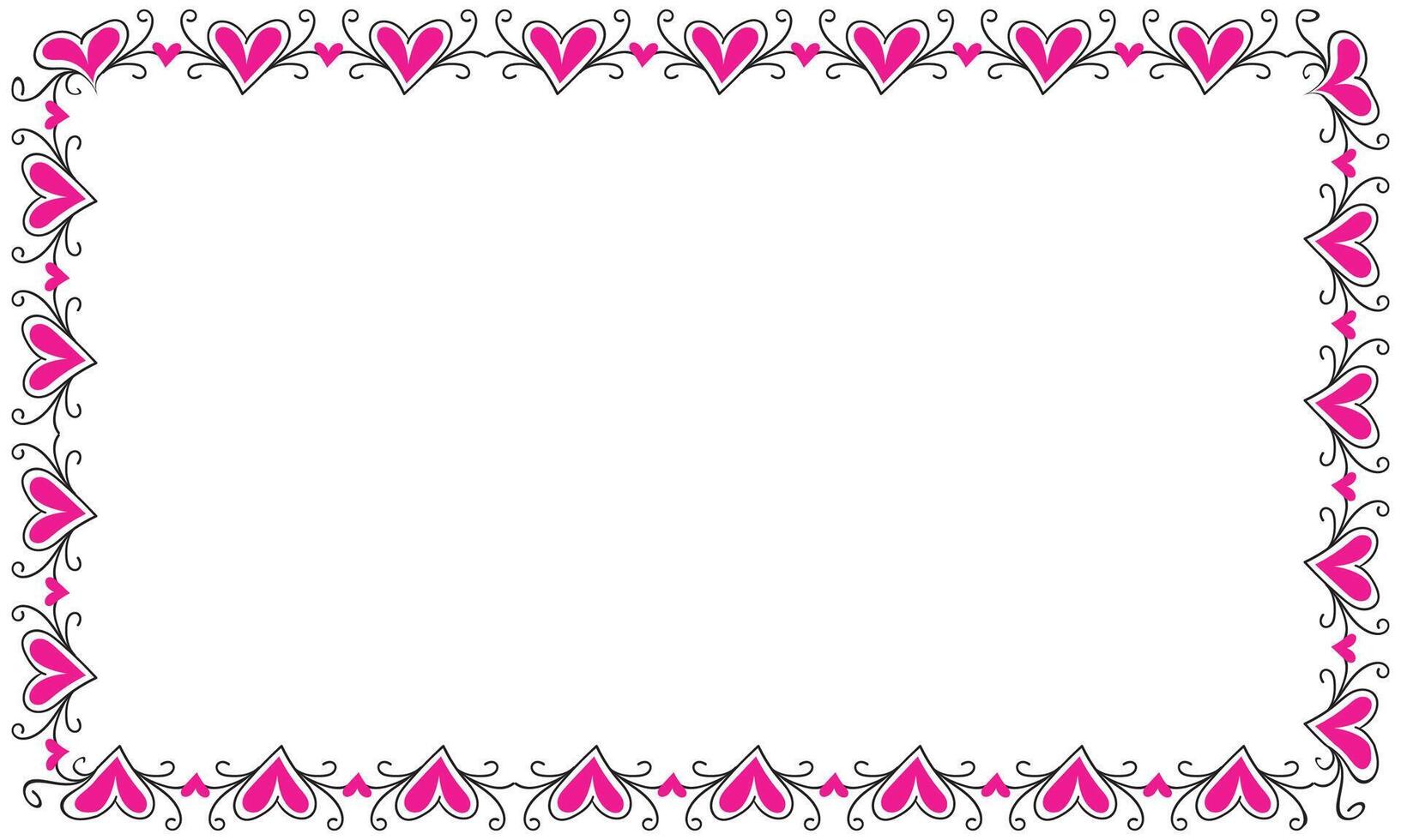 Hand drawn hearts border and frame design vector