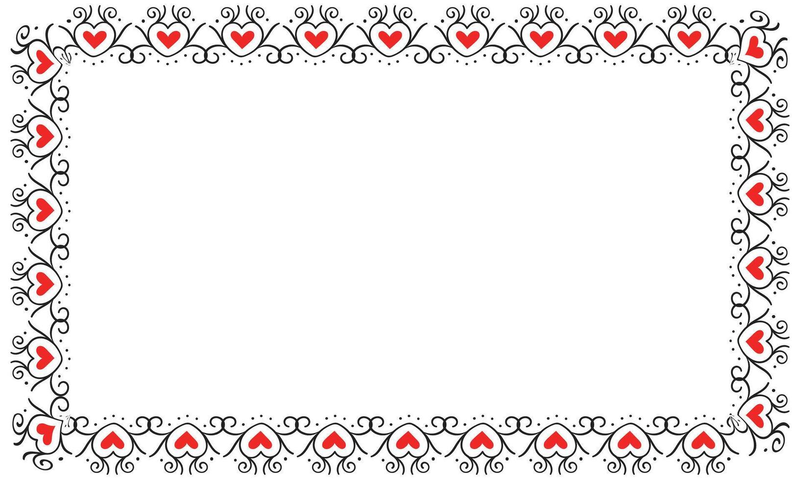 Hand drawn hearts border and frame design vector