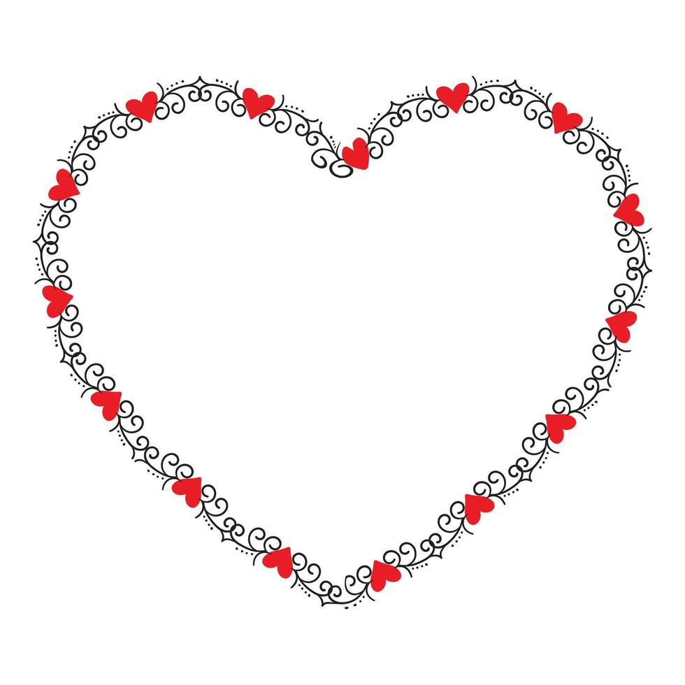 Hand drawn hearts border and frame design vector
