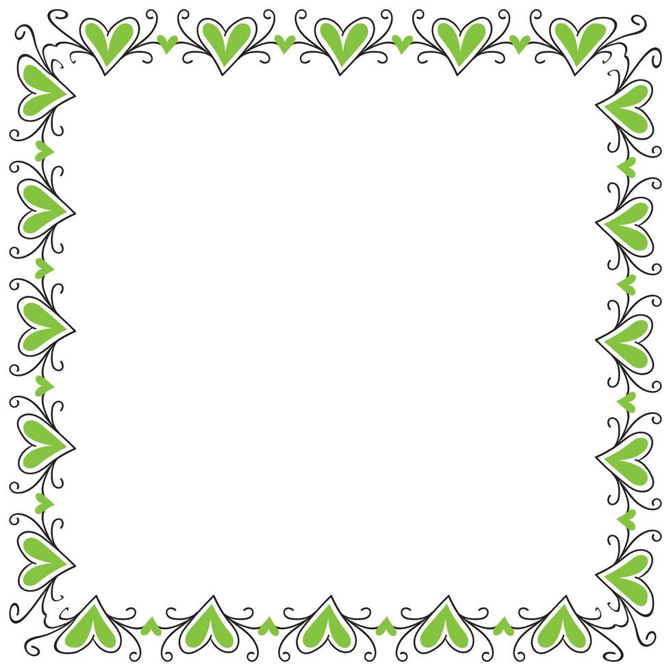 Hand drawn hearts border and frame design vector