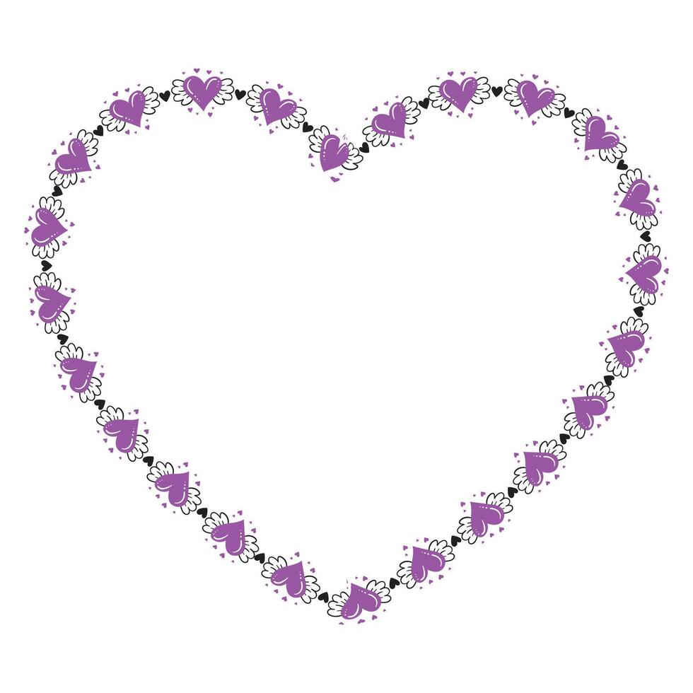 Hand drawn hearts border and frame design vector