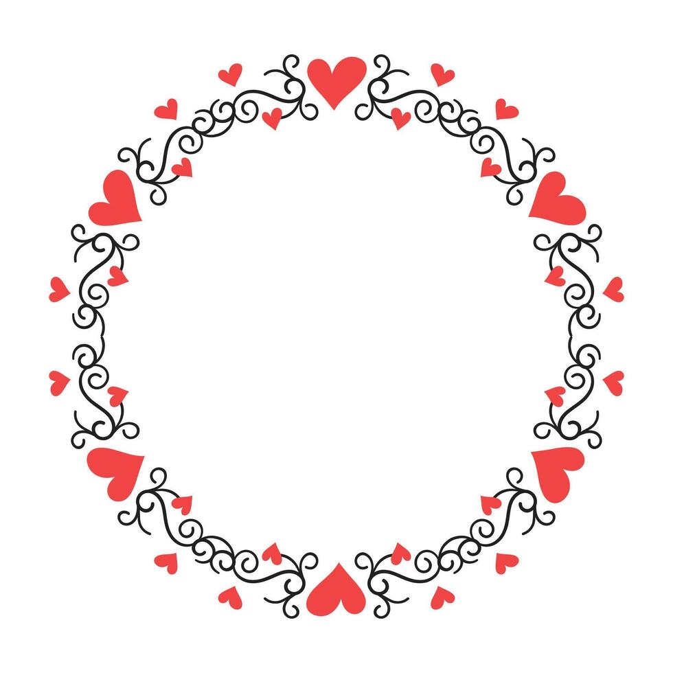 Hand drawn hearts border and frame design vector